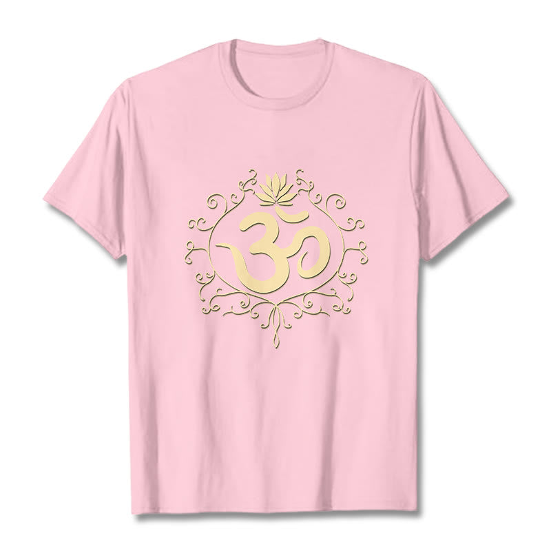Buddha Stones Om Symbol Vines Lotus Flower Tee T-shirt - LightPink - 2XL - image 15