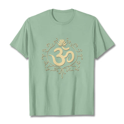 Buddha Stones Om Symbol Vines Lotus Flower Tee T-shirt - PaleGreen - 2XL - image 19