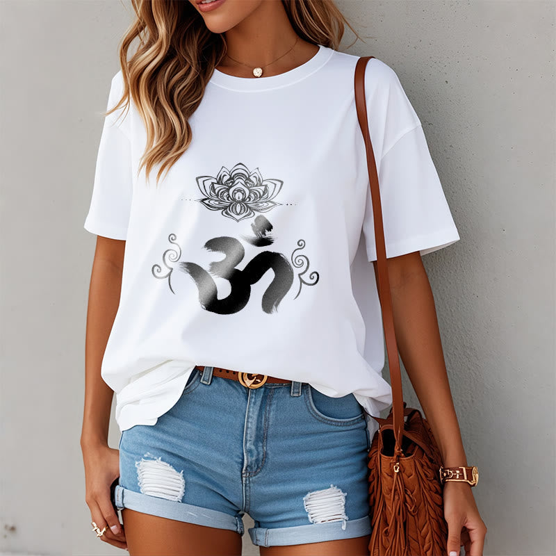 Buddha Stones Om Symbol Sanskrit Floral Tee T-shirt - image 3
