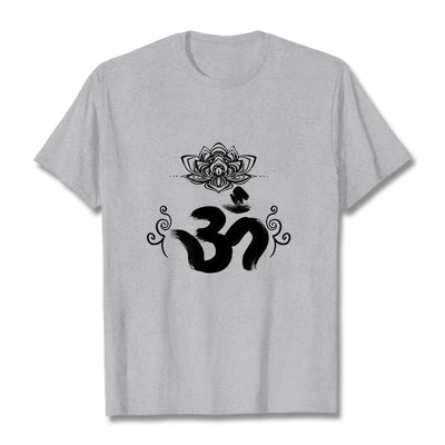 Buddha Stones Om Symbol Sanskrit Floral Tee T-shirt - LightGrey - 2XL - image 11