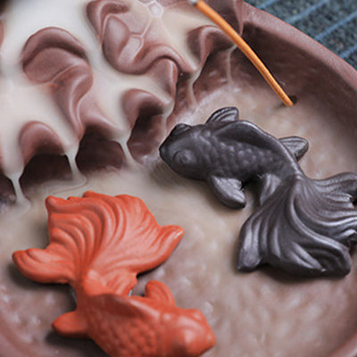 Buddha Stones Koi Fish Ox Purple Clay Ceramic Incense Stick Holder Healing Incense Burner Decoration - image 13