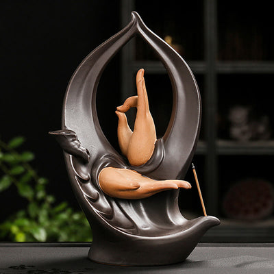 Buddha Stones Stairs Mountains Water Buddha Hand Ceramic Backflow Smoke Fountain Meditation Incense Burner Decoration - image 9