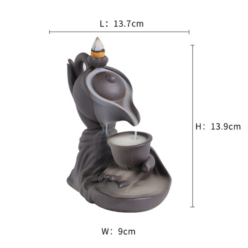 Buddha Stones Buddha Hand Holding Teapot Cup Ceramic Backflow Smoke Fountain Healing Incense Burner Decoration - image 10