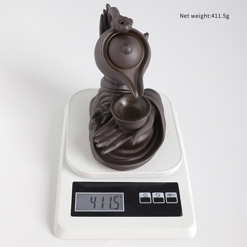 Buddha Stones Buddha Hand Holding Teapot Cup Ceramic Backflow Smoke Fountain Healing Incense Burner Decoration - image 11