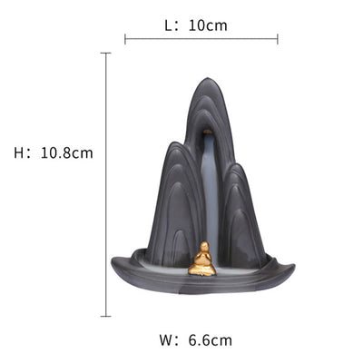 Buddha Stones Little Monk Mountains Flowing Water Purple Clay Ceramic Healing Backflow Incense Burner Decoration - image 7