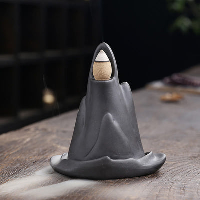 Buddha Stones Little Monk Mountains Flowing Water Purple Clay Ceramic Healing Backflow Incense Burner Decoration - image 3