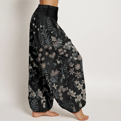 Buddha Stones Casual Daisy Flowers Leaves Design Women's Elastic Waist Harem Pants - image 6