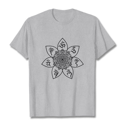 Buddha Stones Mandala Om Mani Padme Hum Pattern Tee T-shirt - LightGrey - 2XL - image 20