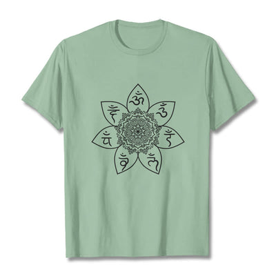 Buddha Stones Mandala Om Mani Padme Hum Pattern Tee T-shirt - PaleGreen - 2XL - image 15
