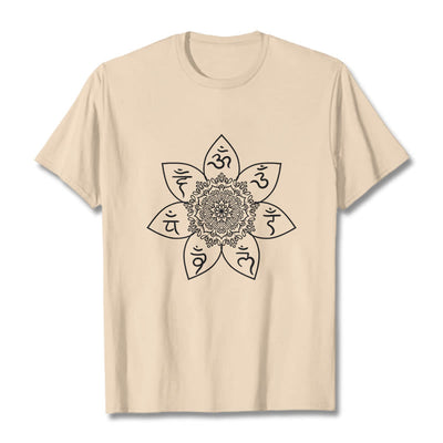 Buddha Stones Mandala Om Mani Padme Hum Pattern Tee T-shirt - Bisque - 2XL - image 11