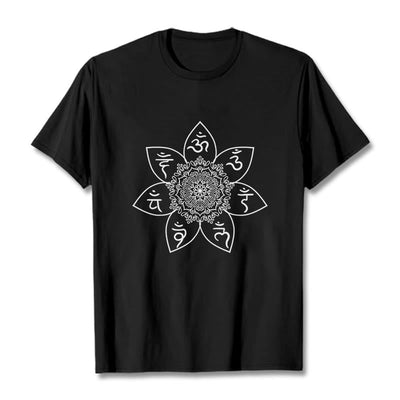 Buddha Stones Mandala Om Mani Padme Hum Pattern Tee T-shirt - Black - 2XL - image 4