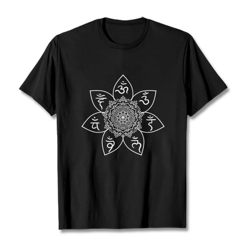 Buddha Stones Mandala Om Mani Padme Hum Pattern Tee T-shirt - Black - 2XL - image 4