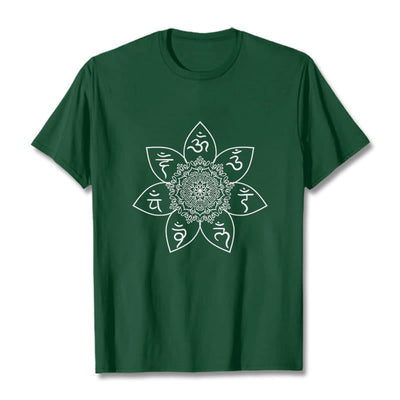 Buddha Stones Mandala Om Mani Padme Hum Pattern Tee T-shirt - ForestGreen - 2XL - image 1