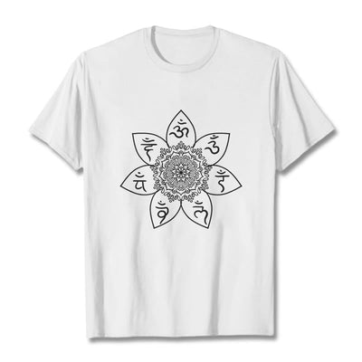 Buddha Stones Mandala Om Mani Padme Hum Pattern Tee T-shirt - White - 2XL - image 8