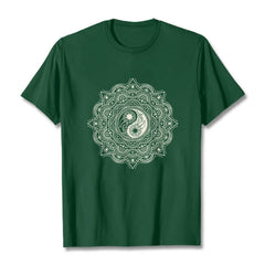Buddha Stones Mandala YinYang Symbol Pattern Tee T-shirt - ForestGreen - 2XL - image 1