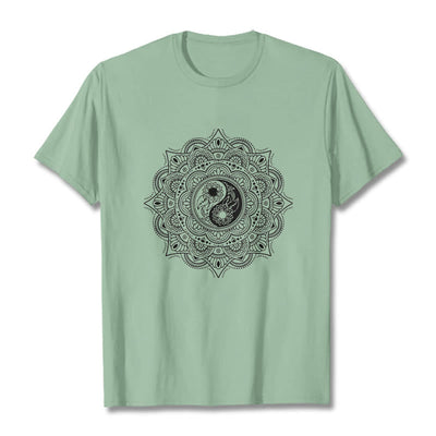 Buddha Stones Mandala YinYang Symbol Pattern Tee T-shirt - PaleGreen - 2XL - image 15