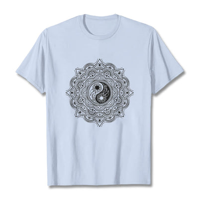 Buddha Stones Mandala YinYang Symbol Pattern Tee T-shirt - LightCyan - 2XL - image 19