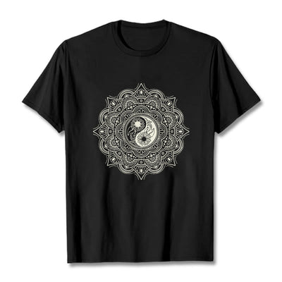 Buddha Stones Mandala YinYang Symbol Pattern Tee T-shirt - Black - 2XL - image 4