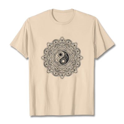 Buddha Stones Mandala YinYang Symbol Pattern Tee T-shirt - Bisque - 2XL - image 11
