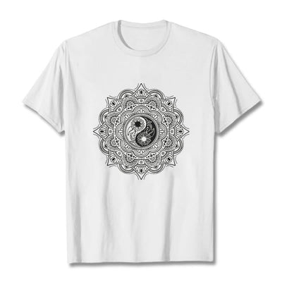 Buddha Stones Mandala YinYang Symbol Pattern Tee T-shirt - White - 2XL - image 8