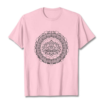 Buddha Stones Mandala Lotus Flower Pattern Tee T-shirt - LightPink - 2XL - image 13