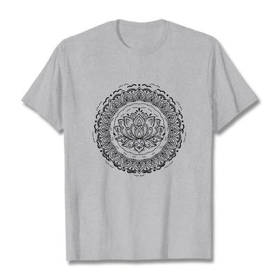 Buddha Stones Mandala Lotus Flower Pattern Tee T-shirt - LightGrey - 2XL - image 20