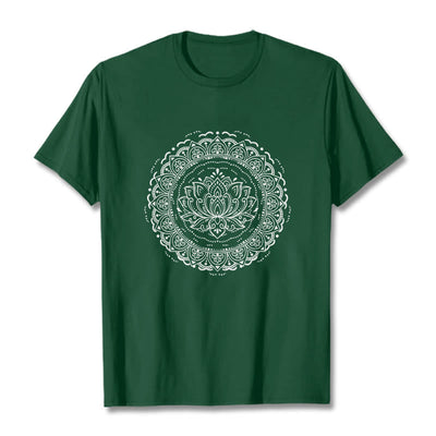 Buddha Stones Mandala Lotus Flower Pattern Tee T-shirt - ForestGreen - 2XL - image 11