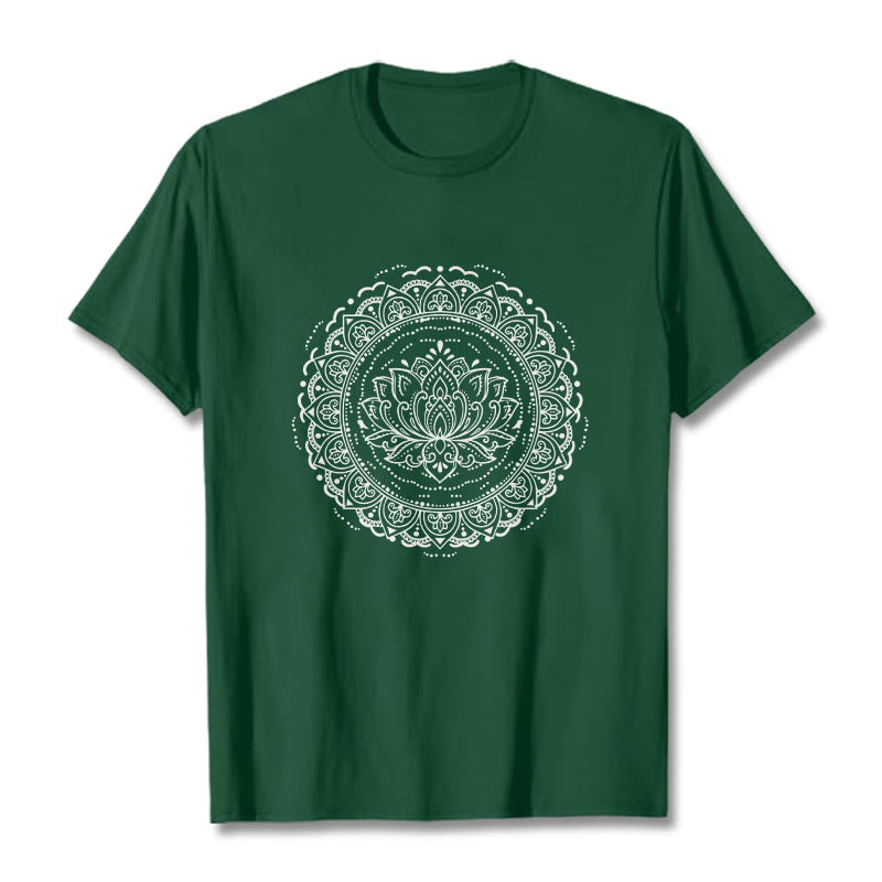 Buddha Stones Mandala Lotus Flower Pattern Tee T-shirt - ForestGreen - 2XL - image 11
