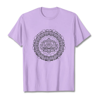 Buddha Stones Mandala Lotus Flower Pattern Tee T-shirt - Plum - 2XL - image 17