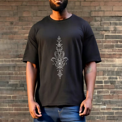 Buddha Stones Hamsa Hand Lotus Flower Pattern Tee T-shirt - image 5