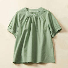 Buddha Stones Casual Plain Button Women's Short Sleeve Cotton Linen T-shirt - MediumSeaGreen - US14，UK/AU18，EU46 (2XL) - image 1