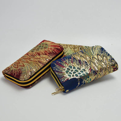 Foviel Peacock Double-sided Embroidery Cash Holder Wallet Shopping Purse