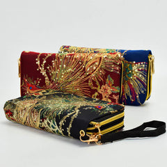 Foviel Peacock Double-sided Embroidery Cash Holder Wallet Shopping Purse