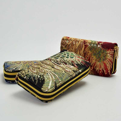 Foviel Peacock Double-sided Embroidery Cash Holder Wallet Shopping Purse