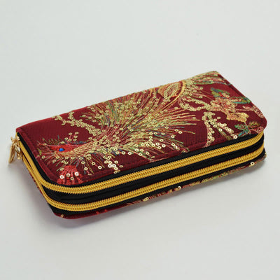 Foviel Peacock Double-sided Embroidery Cash Holder Wallet Shopping Purse