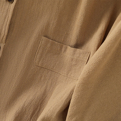 Buddha Stones Casual Plain Buttons Half Sleeve Women's Cotton Linen Shirt With Pocket - image 30