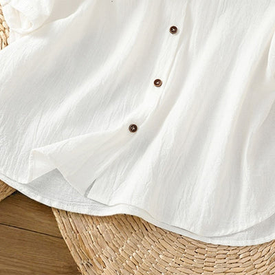 Buddha Stones Casual Plain Buttons Half Sleeve Women's Cotton Linen Shirt With Pocket - image 24
