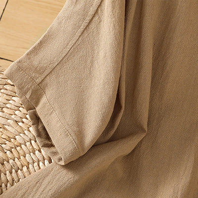 Buddha Stones Casual Plain Buttons Half Sleeve Women's Cotton Linen Shirt With Pocket - image 31