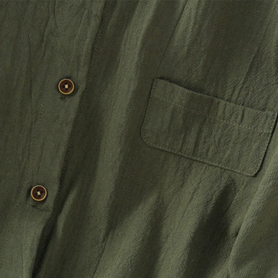 Buddha Stones Casual Plain Buttons Half Sleeve Women's Cotton Linen Shirt With Pocket - image 5