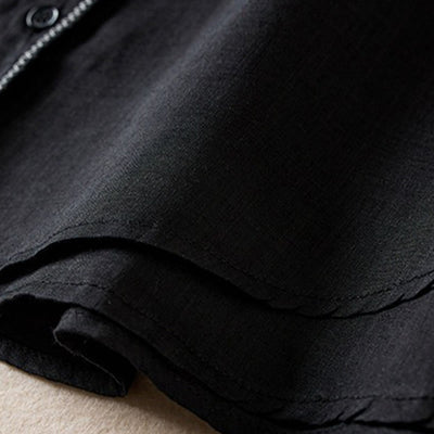 Buddha Stones Retro Plain Fake Two Pieces Button Half Sleeve Design Women's Cotton Linen Shirt - image 33