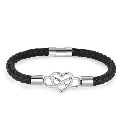Foviel Geometric Leather Titanium Steel Strengthen Buckle Bracelet