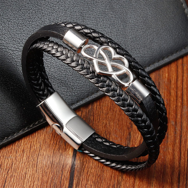 Foviel Geometric Leather Titanium Steel Strengthen Buckle Bracelet