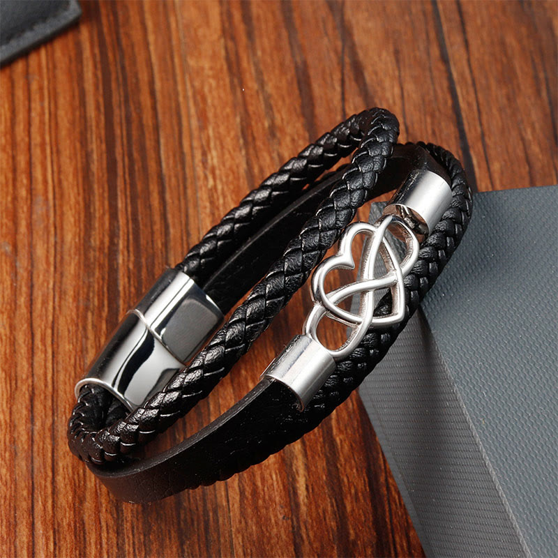 Foviel Geometric Leather Titanium Steel Strengthen Buckle Bracelet