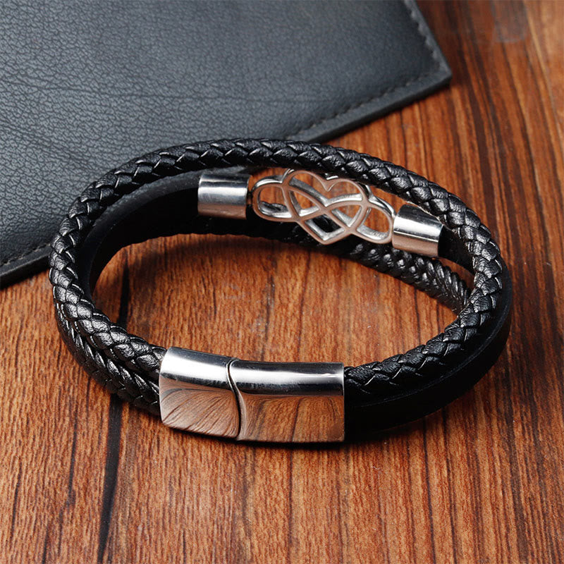 Foviel Geometric Leather Titanium Steel Strengthen Buckle Bracelet
