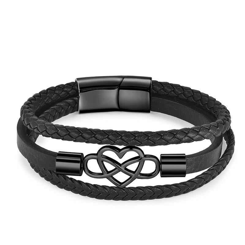 Foviel Geometric Leather Titanium Steel Strengthen Buckle Bracelet