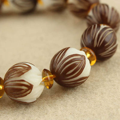 Buddha Stones Tibetan Mala White Bodhi Seed Peace Bracelet - image 14