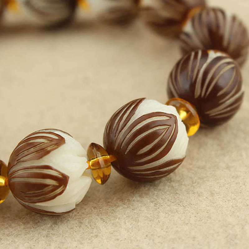 Buddha Stones Tibetan Mala White Bodhi Seed Peace Bracelet - image 14
