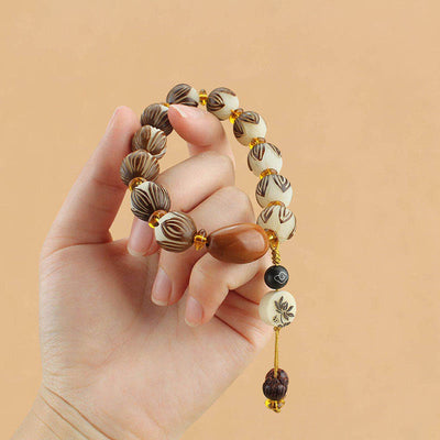 Buddha Stones Tibetan Mala White Bodhi Seed Peace Bracelet - image 5