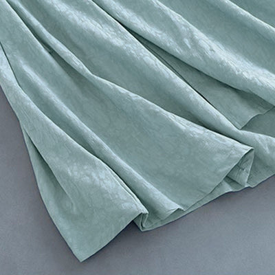 Foviel Frühling Casual Plain Frog-Button Design Seite Schnürung Midi Kleid