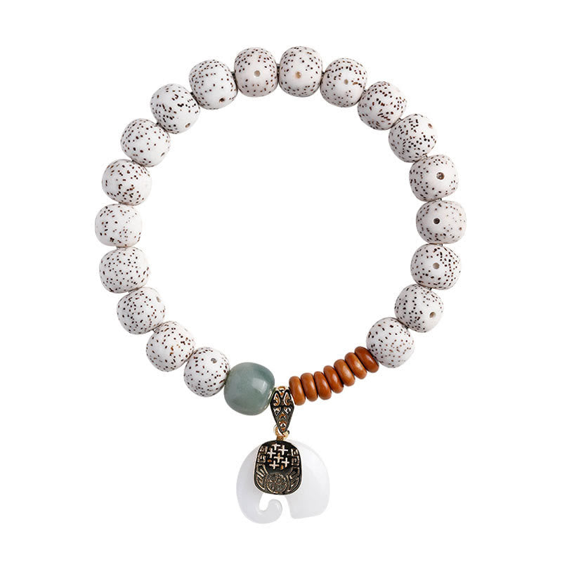 Buddha Stones Hand PolishedStar Moon Bodhi Seed Elephant Pattern Inner Peace Bracelet - image 13